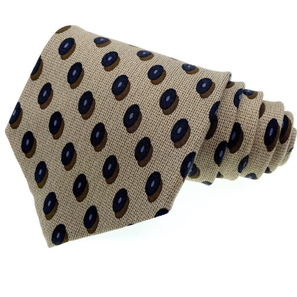 Club Room Tie Silk Beige Geometric Pattern
